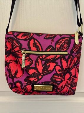 Betsey Johnson Pink and Purple Floral Shoulder Bag